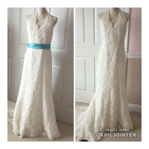 Gorgeous Beaded Halter Style Ivory Wedding Dress